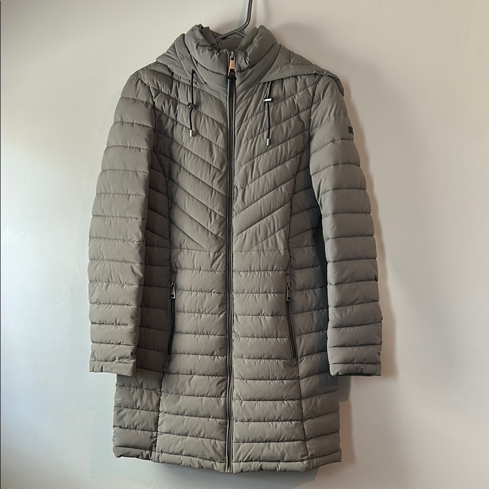 Grey Quilted DKNY Winter Coat XS